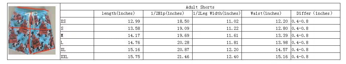 SS0052 Adult MAMA cow print blue shorts