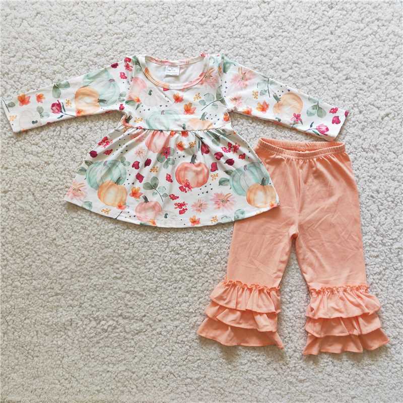 6 A2-15 floral pumpkin ruffle pants set
