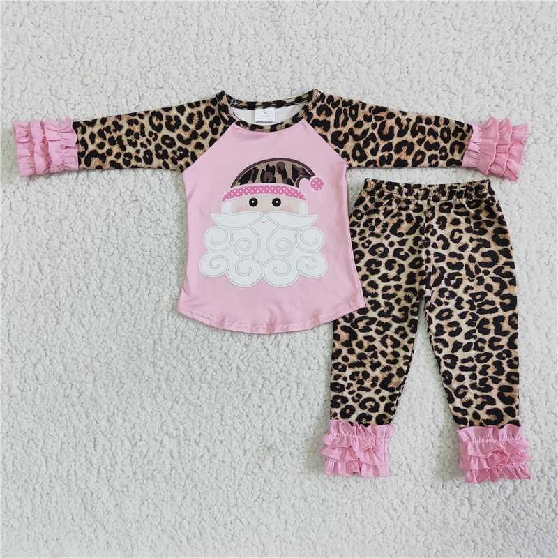6 A22-12 Cute Santa Claus pink leopard suit D 1021