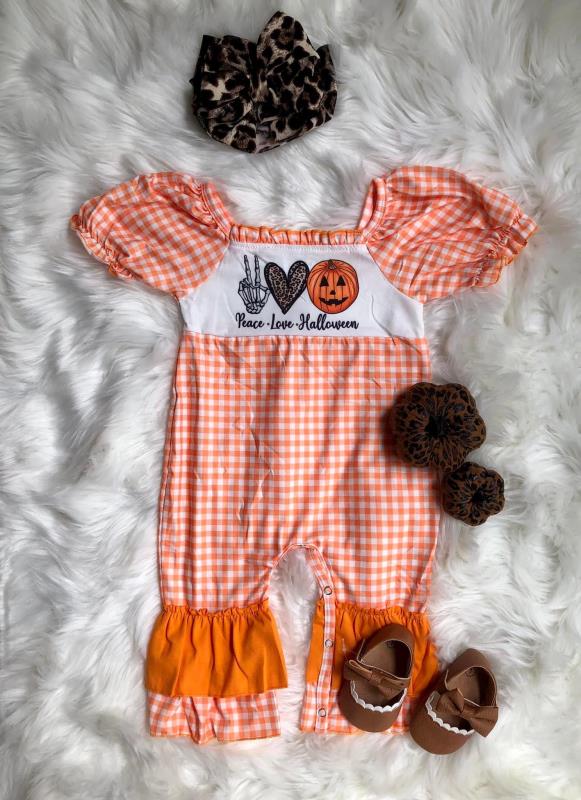 SR0092 BABY GIRLS HALLOWEEN ORANGE ROMPER