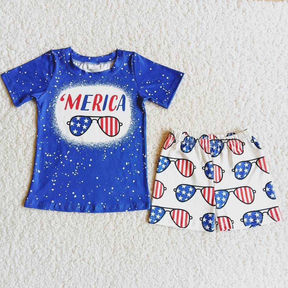 D9-28 Baby boy 4th of July star-striped sunglasses set