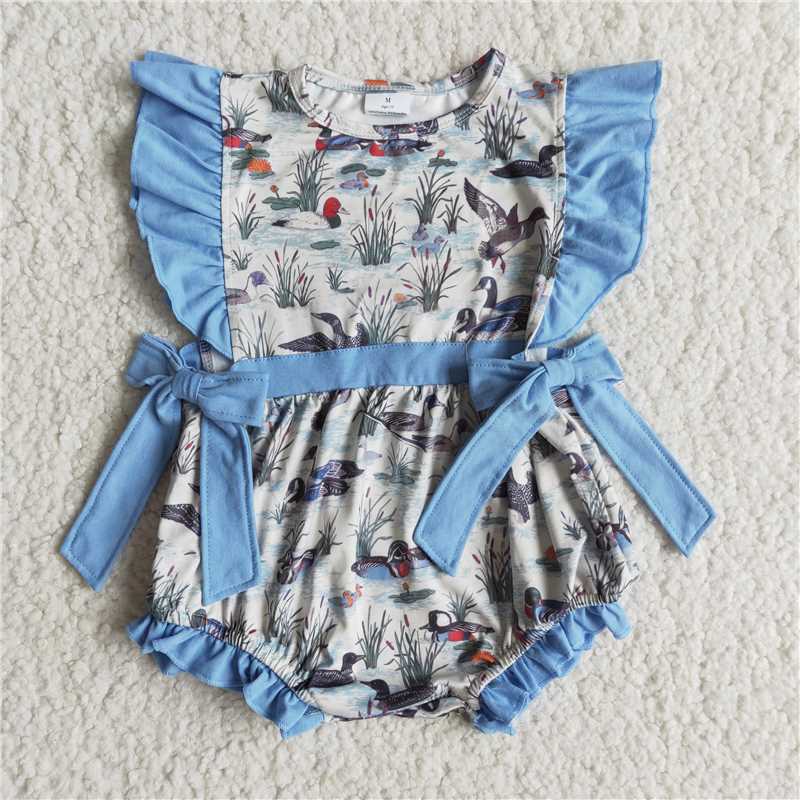 E7-12 New summer baby girls Rabbit purple romper