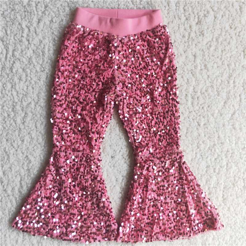 D5-27 Rose Sequin Flared Pants