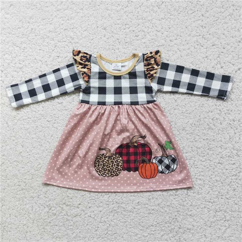6 A14-18 Pumpkin Plaid Long Sleeve Skirt D 828