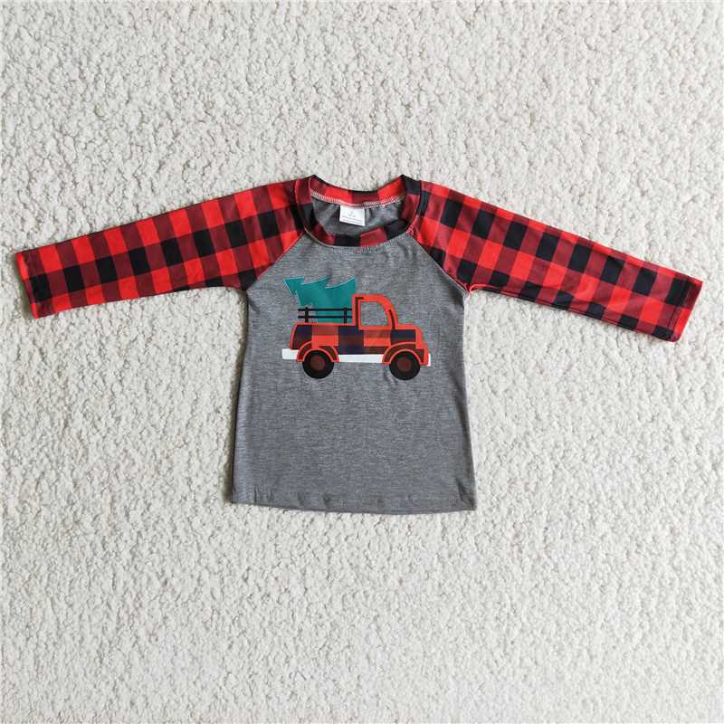 A33-2 Plaid Car Long Sleeve Top