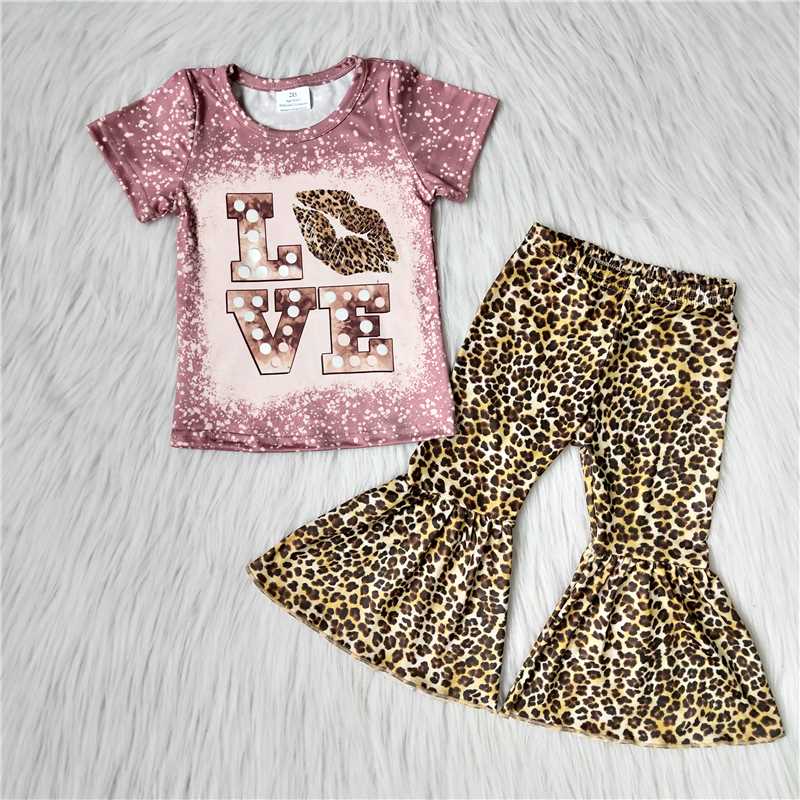 Aa-4 LOVE short-sleeve leopard-print flared pants set