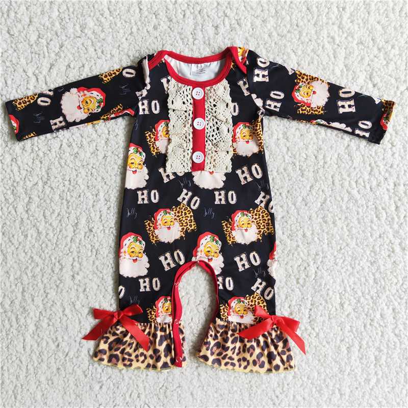 6 A19-17 Santa Button Long Sleeve Bodysuit