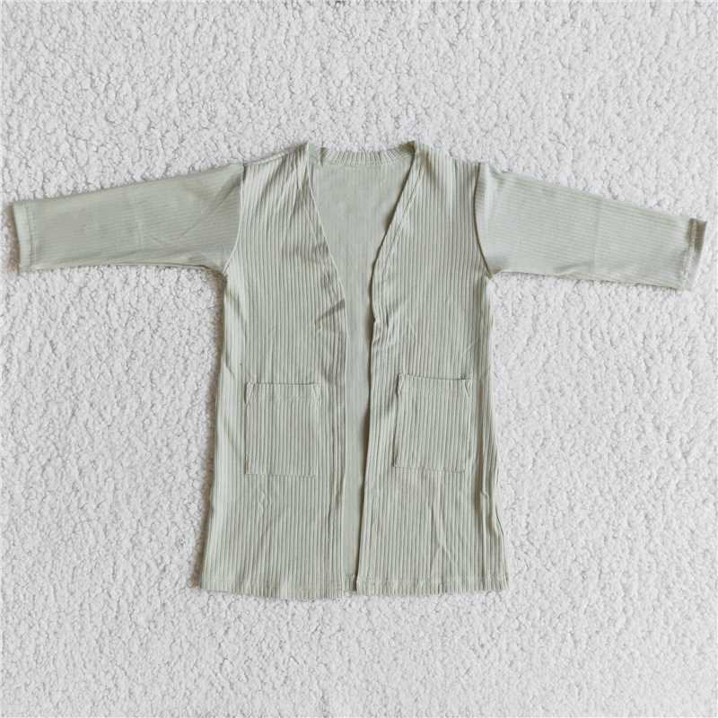 6 A31-26 Bean Green Wide Stripe Jacket Cardigan