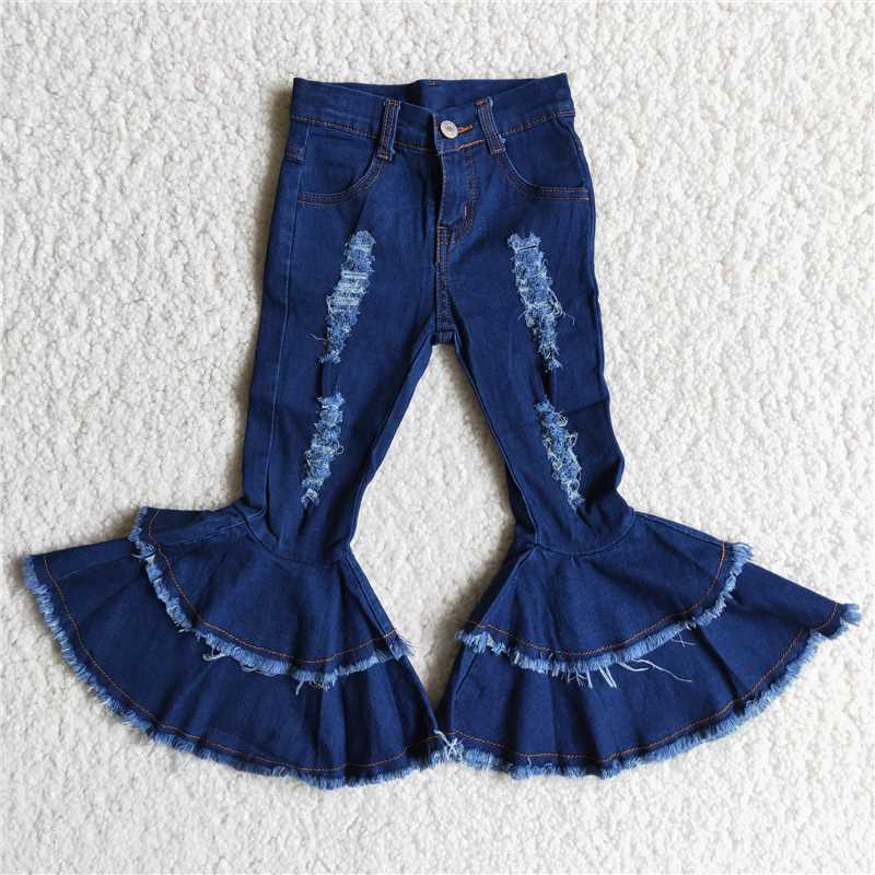 C12-9 New fashion denim double layer flared trousers