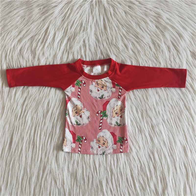 C6-8 Santa Striped Red Long Sleeve Top