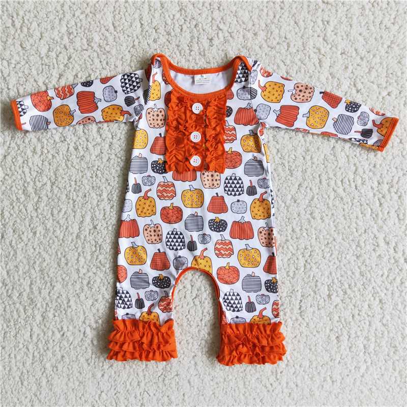 6 B8-20 Colorful Pumpkin Long Sleeve Bodysuit