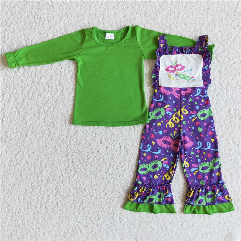 6 A28-19 Green Long Sleeve Bib Carnival Suit