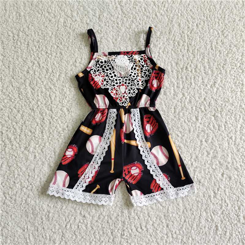 SR0031 New summer Girls Baseball Lace Suspender Bodysuit