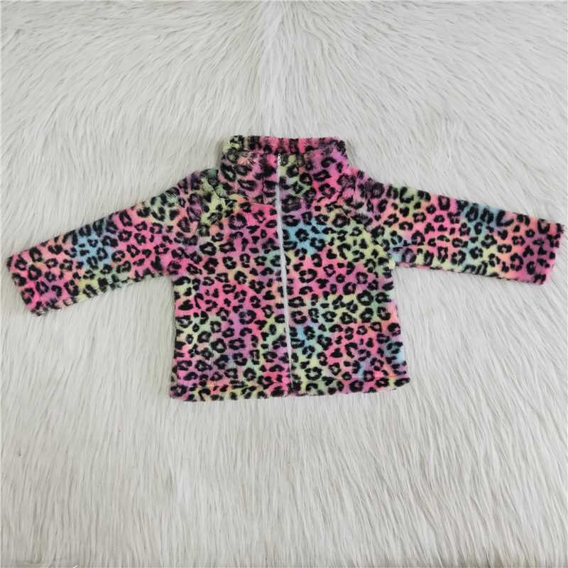 A23-26 Colorful Leopard Print Zip Long Sleeve Jacket