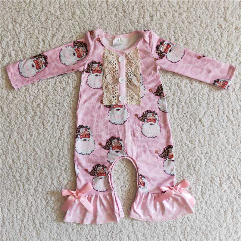 6 A7-5 Santa's Pink Button Romper