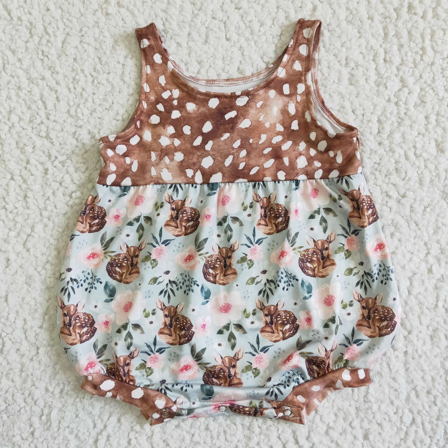 SR0018 girl's suspender deer flower brown bodysuit