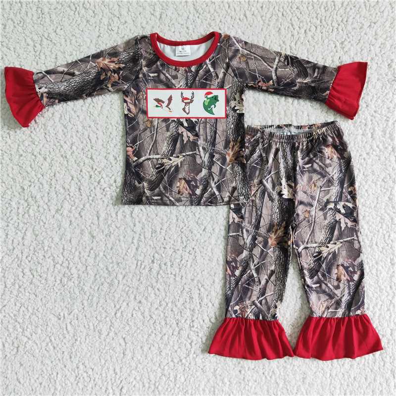 6 C9-4 tree trunk and leaves girl long-sleeved trousers pajama set