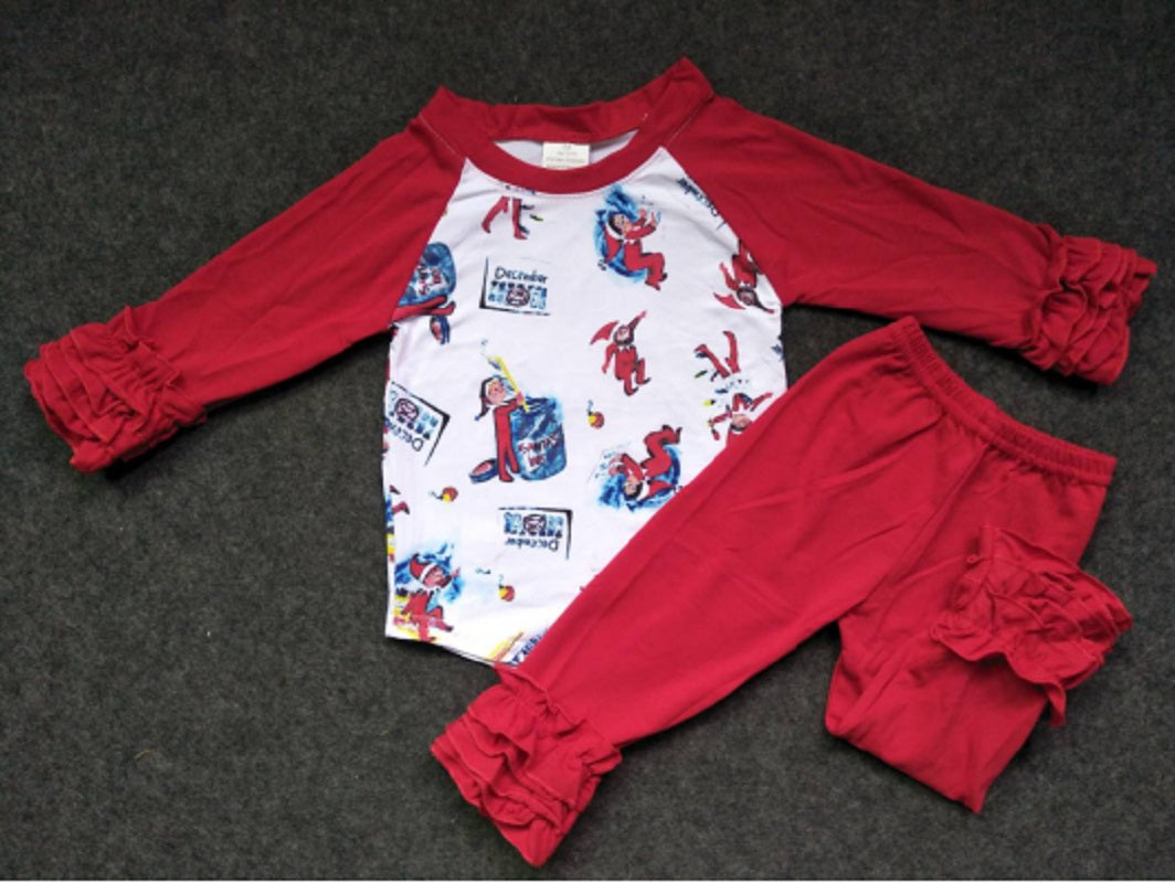 6 A33-21-1 Cartoon Red Lace Long Sleeve Suit