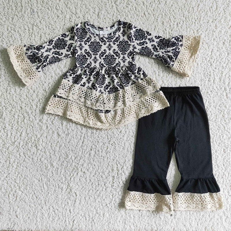6 A11-16 GIRLS VINTAGE DESIGN OUTFIT WITH LACE RUFFLE