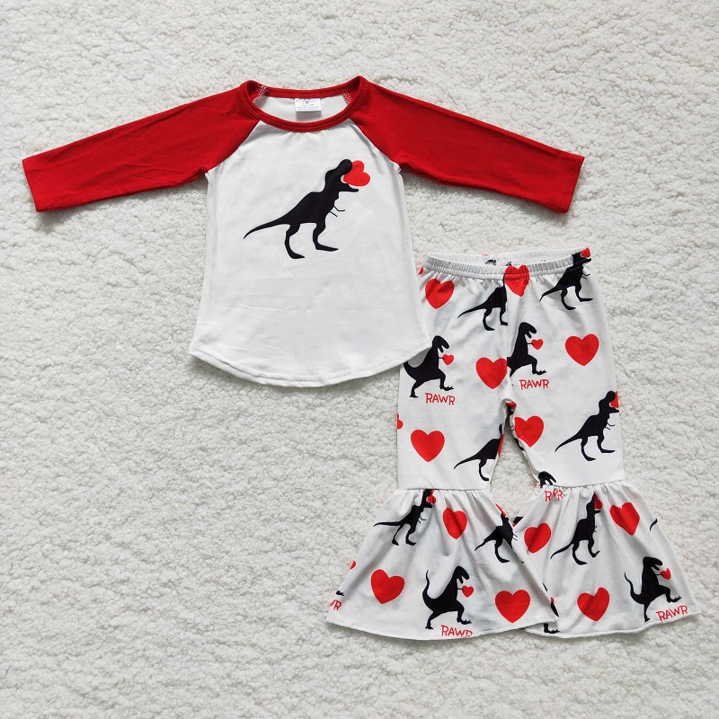 6 A16-12 Valentine's Day Love Dinosaur White Suit