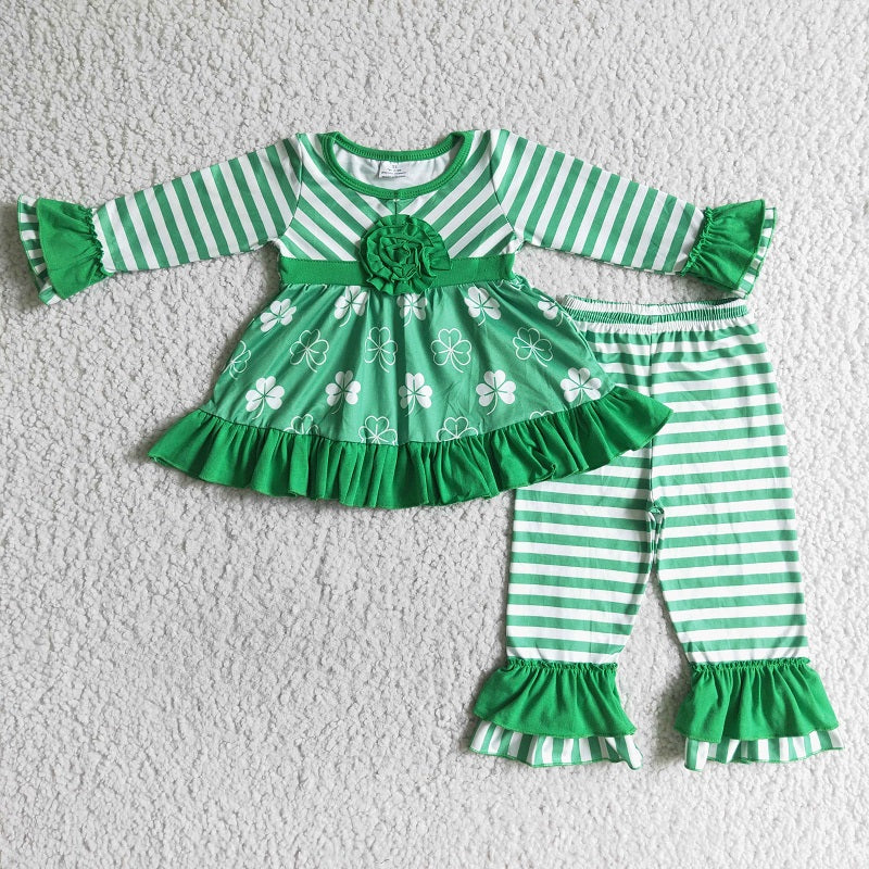 6 A17-11 Four Leaf Clover Green Stripes Set