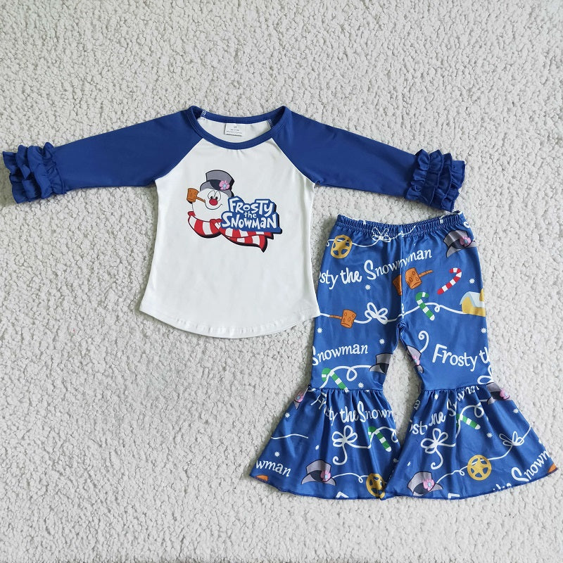 6 A22-4 GIRLS CHRISTMAS SNOWMEN BLUE SET