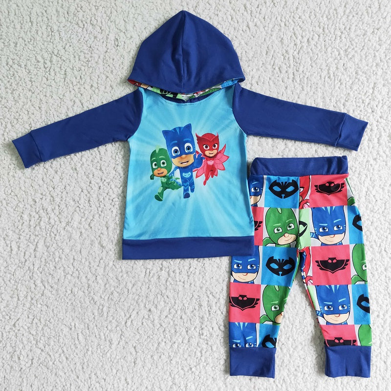 6 A9-19 Cartoon Hooded Long Sleeve Sweater Pants Set