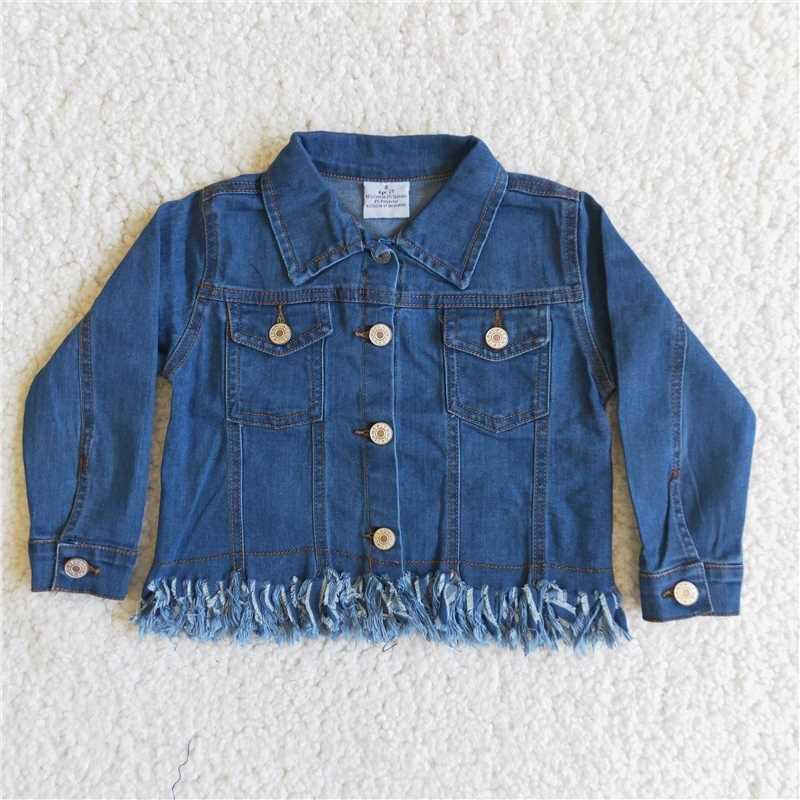 6 B1-39 Fringed Dark Blue Denim Jacket