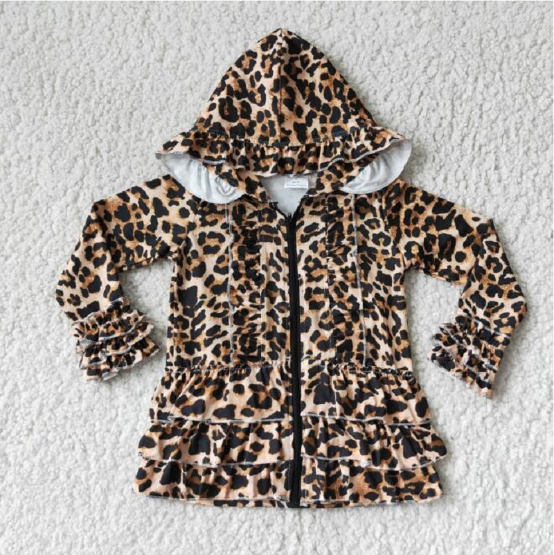 6 B6-23 FASHION GIRLS LEOPARD COAT WITH ZIPER