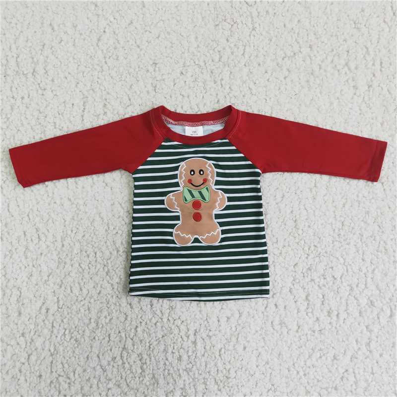 6 A24-15 Boys Green Striped Long Sleeve Top