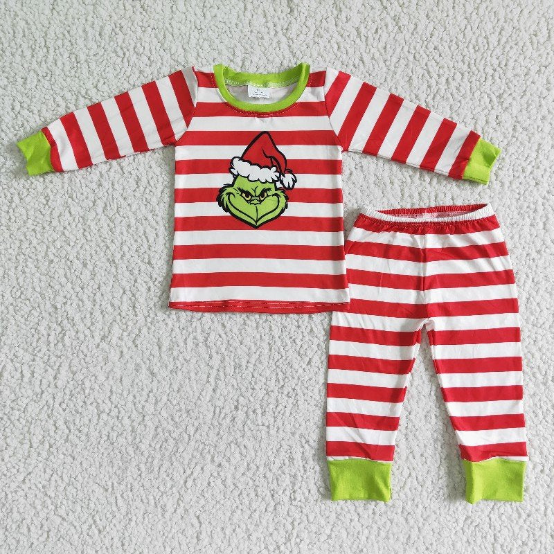6 B12-28 boy cartoon striped pajama set
