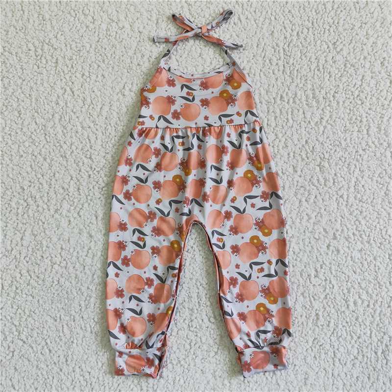 SR0052 Girls Fruit Peach Blossom Tie One Piece