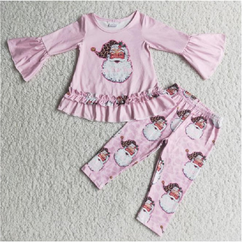 6 C9-23 Santa's Pink Long Sleeve Pants Set