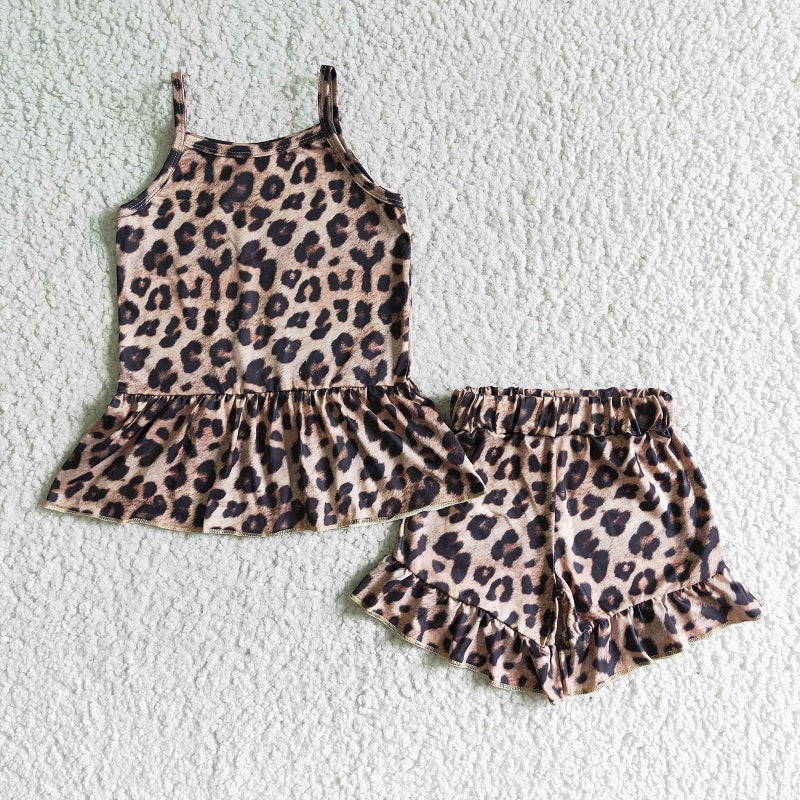 A10-12 Leopard Print Suspender Two-Piece Set