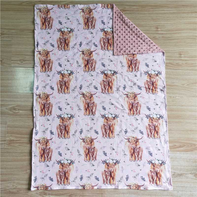 BL0016 Baby Pink Alpine Cow Blanket