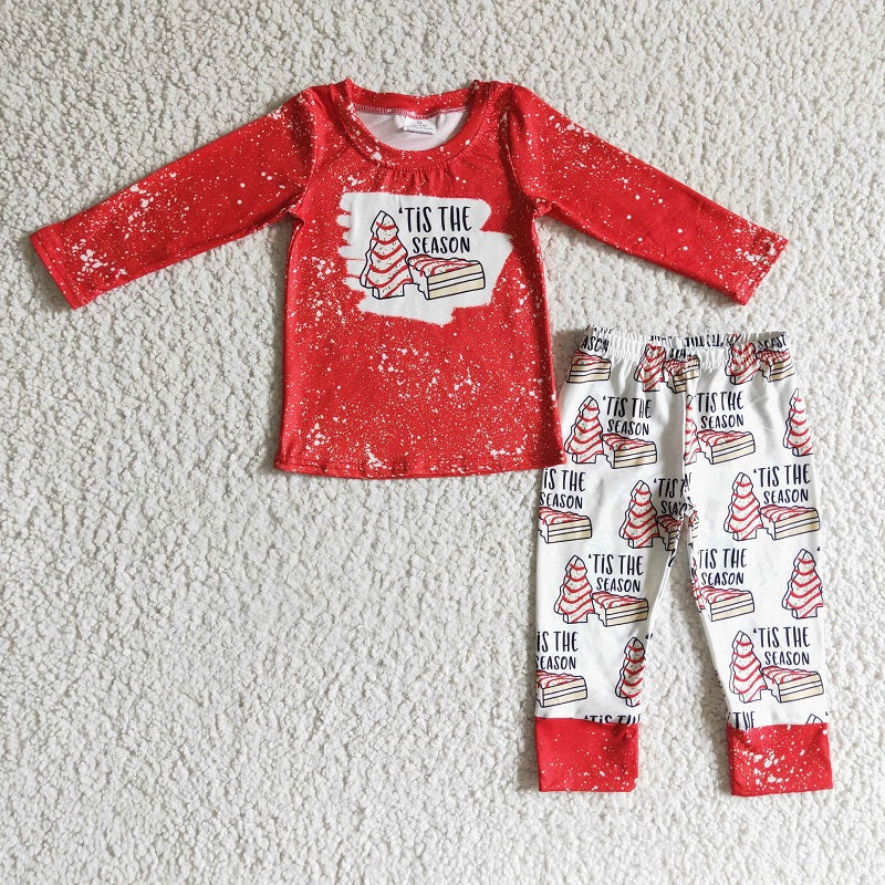 BLP0090 BOY TIS THE SEASON RED LONG SLEEVE PANTS SET
