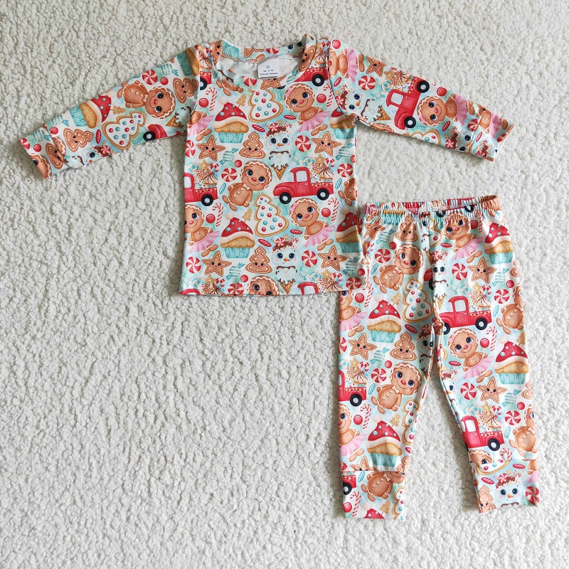 BLP0092 Boys Gingerbread Man Car Long Sleeve Pants Set
