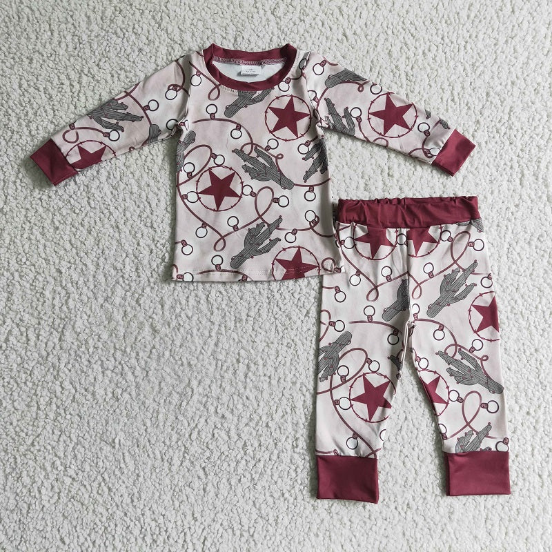 BLP0117 Boys Cactus Stars Long Sleeve Pants Set