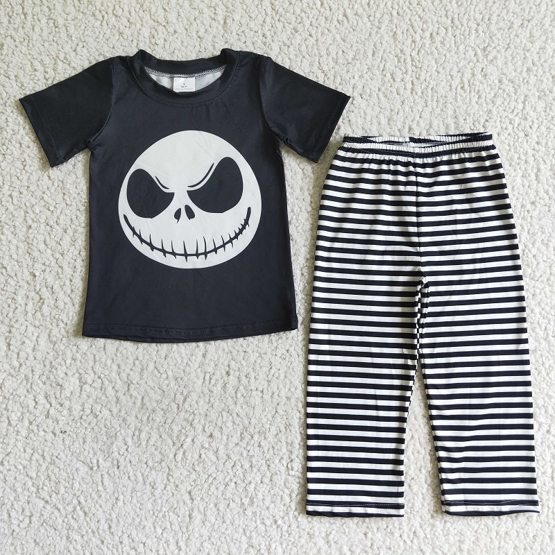 BSPO0025 Boys Smiley Skull Short Sleeve Pants Set
