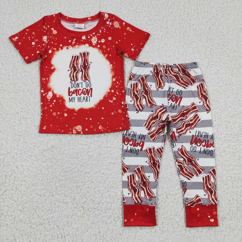 BSPO0079 Boys bacon red short sleeve trouser suit
