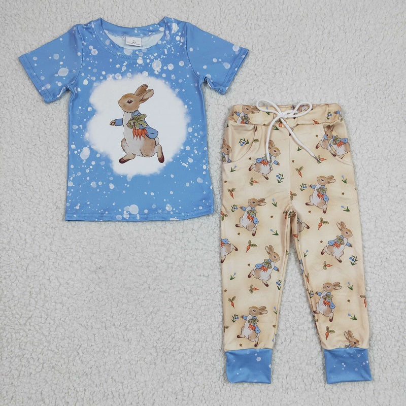 BSPO0083 Boys Rabbit Blue Short Sleeve Trousers Set