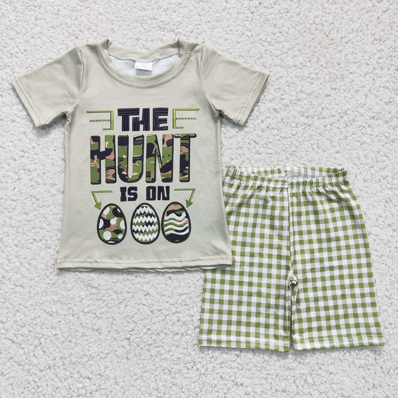 BSSO0096 Boys HUNT Green Egg Short Sleeve Shorts Set