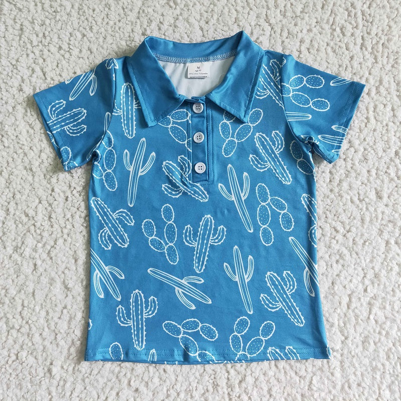 BT0020 Western Denim Cactus Blue POLO Shirt