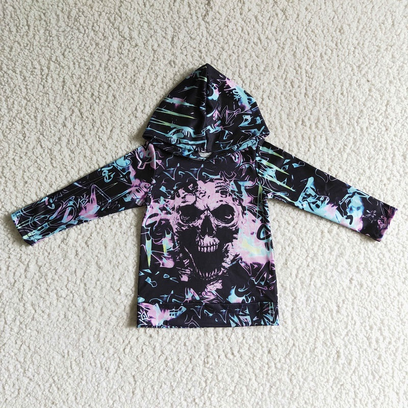 BT0050 Boys Purple Skull Long Sleeve Top