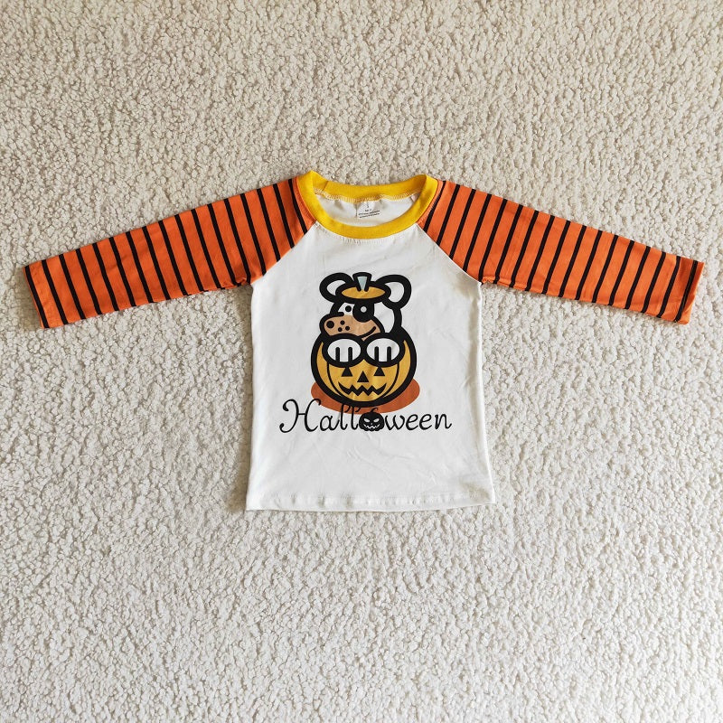 BT0054 Boys Halloween Pumpkin Dog Long Sleeve Top