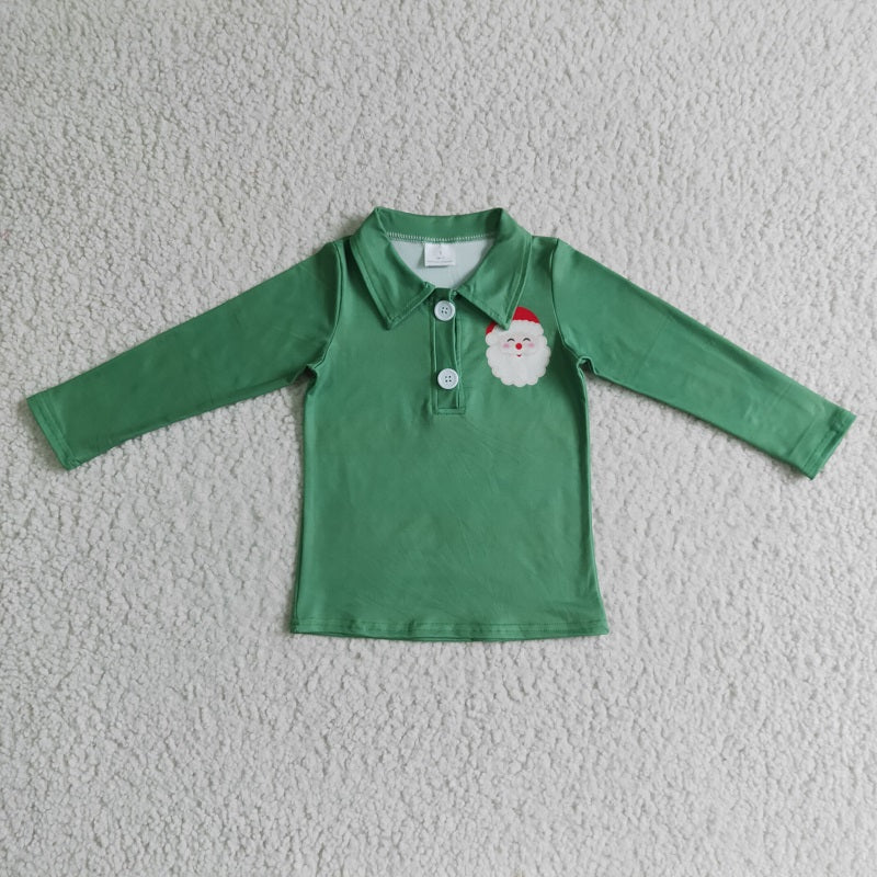 BT0073 Boys Santa Green Zip Long Sleeve Top