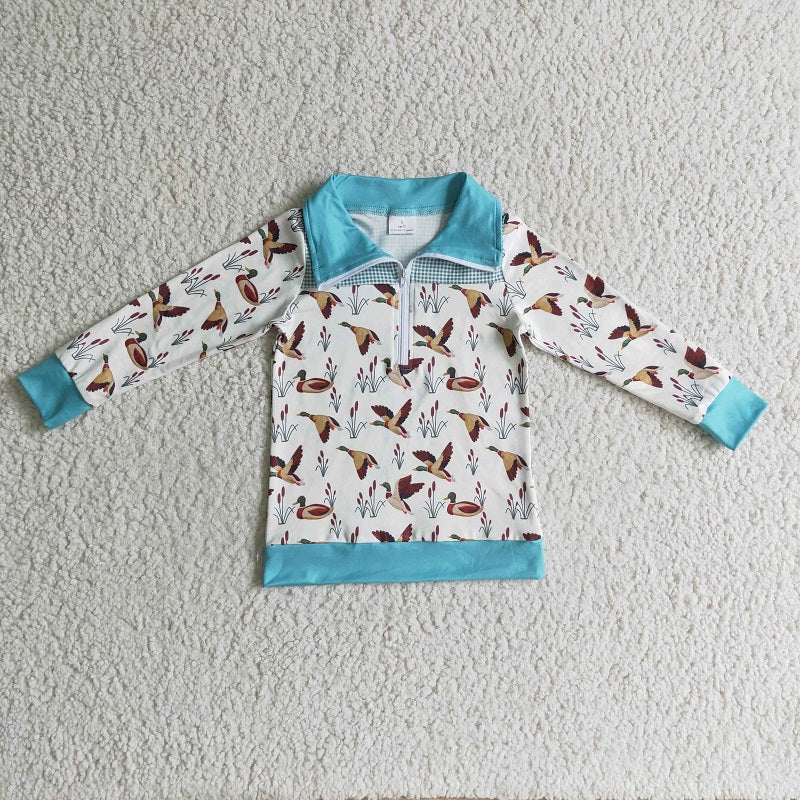 BT0095 Boys Rice Duck Zip Long Sleeve Top