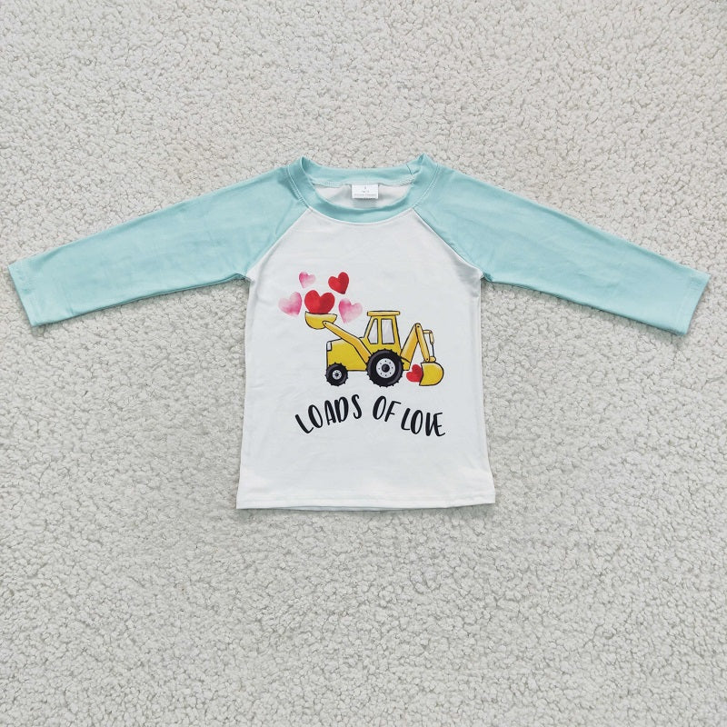 BT0122 Boys' Valentine's Day Engineering Car Love Long Sleeve Top