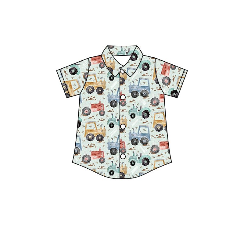 BT0137 Boys' Construction Vehicle Short Sleeve Shirt