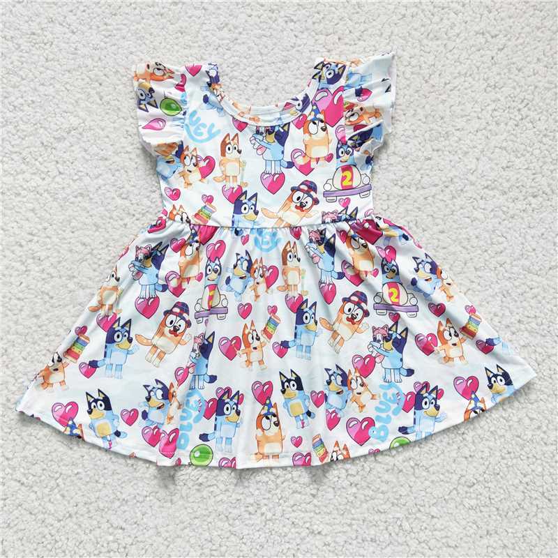 C10-02 Red Heart Dog Flying Sleeve Dress